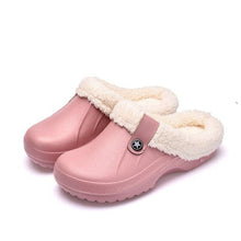 将图片加载到图库查看器，Unisex Home Shoes Winter Clogs Indoor Plush Warm Slippers Sandals For Women New Fashion Footwear Soft Slides Cozy Indoor Outdoor Knit Slipper Clog With Plush Warm Fur Lining Slippers For Women
