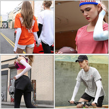 将图片加载到图库查看器，Unisex One Size Compression Cooling Sleeves UV Sun Protection Cooling Arm Sleeves With Thumb Hole Compression Sports Tattoo Cover Up Sleeve For Sports Long Arm Cover Anti-Slip Warmers Outdoor Sports Sunblock Cover
