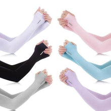 将图片加载到图库查看器，Unisex One Size Compression Cooling Sleeves UV Sun Protection Cooling Arm Sleeves With Thumb Hole Compression Sports Tattoo Cover Up Sleeve For Sports Long Arm Cover Anti-Slip Warmers Outdoor Sports Sunblock Cover
