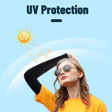 将图片加载到图库查看器，Unisex One Size Compression Cooling Sleeves UV Sun Protection Cooling Arm Sleeves With Thumb Hole Compression Sports Tattoo Cover Up Sleeve For Sports Long Arm Cover Anti-Slip Warmers Outdoor Sports Sunblock Cover
