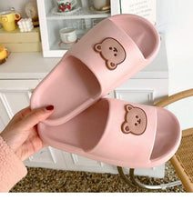 将图片加载到图库查看器，Unisex Summer Slippers Beach Slides Flip Flops Bear Thick Soled Boys Girls Bathroom Shoes Slides Sandals With Thick Sole Non-Slip Beach Pool Slides Open Toe Style Outdoor Slippers For Men And Women
