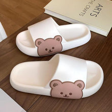 将图片加载到图库查看器，Unisex Summer Slippers Beach Slides Flip Flops Bear Thick Soled Boys Girls Bathroom Shoes Slides Sandals With Thick Sole Non-Slip Beach Pool Slides Open Toe Style Outdoor Slippers For Men And Women
