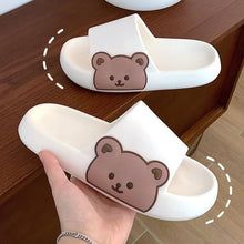 将图片加载到图库查看器，Unisex Summer Slippers Beach Slides Flip Flops Bear Thick Soled Boys Girls Bathroom Shoes Slides Sandals With Thick Sole Non-Slip Beach Pool Slides Open Toe Style Outdoor Slippers For Men And Women
