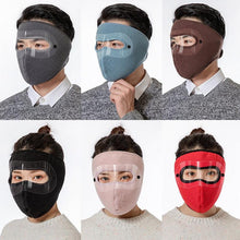 将图片加载到图库查看器，Unisex Winter Warm Mask Face Shield Cycling Caps for Outdoor Fishing Breathable Mask with HD Anti-fog Goggles Fleece Warm Scarf Sport Bandana Scarf Fishing Cycling Hiking Face Cover Neck Balaclava Neck Gaiter Warmer Face Mask
