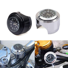 将图片加载到图库查看器，Universal 7/8" Waterproof Chrome Motorcycle Bike Handlebar Mount Quartz Clock Motorcycle Handlebar Clock, Motorcycle Modification Handlebar Mount Waterproof Quartz Clock Watch Accessories Watch Aluminum Luminous Clock Moto Black
