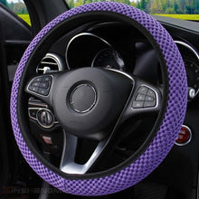 将图片加载到图库查看器，Universal Ice Silk Steering Wheel Cover Wear-resistant Anti-slip Car Accessories Microfiber Breathable Ice Silk Steering Wheel Cover Gear Handbrake Breathable Anti-Slip Warm  Steering Wheel Cover Winter Cool Summer Cover Interior
