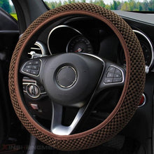 将图片加载到图库查看器，Universal Ice Silk Steering Wheel Cover Wear-resistant Anti-slip Car Accessories Microfiber Breathable Ice Silk Steering Wheel Cover Gear Handbrake Breathable Anti-Slip Warm  Steering Wheel Cover Winter Cool Summer Cover Interior
