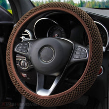 将图片加载到图库查看器，Universal Ice Silk Steering Wheel Cover Wear-resistant Anti-slip Car Accessories Microfiber Breathable Ice Silk Steering Wheel Cover Gear Handbrake Breathable Anti-Slip Warm  Steering Wheel Cover Winter Cool Summer Cover Interior
