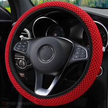 将图片加载到图库查看器，Universal Ice Silk Steering Wheel Cover Wear-resistant Anti-slip Car Accessories Microfiber Breathable Ice Silk Steering Wheel Cover Gear Handbrake Breathable Anti-Slip Warm  Steering Wheel Cover Winter Cool Summer Cover Interior
