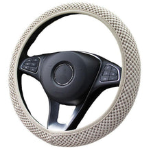 将图片加载到图库查看器，Universal Ice Silk Steering Wheel Cover Wear-resistant Anti-slip Car Accessories Microfiber Breathable Ice Silk Steering Wheel Cover Gear Handbrake Breathable Anti-Slip Warm  Steering Wheel Cover Winter Cool Summer Cover Interior
