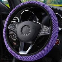 将图片加载到图库查看器，Universal Ice Silk Steering Wheel Cover Wear-resistant Anti-slip Car Accessories Microfiber Breathable Ice Silk Steering Wheel Cover Gear Handbrake Breathable Anti-Slip Warm  Steering Wheel Cover Winter Cool Summer Cover Interior
