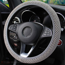 将图片加载到图库查看器，Universal Ice Silk Steering Wheel Cover Wear-resistant Anti-slip Car Accessories Microfiber Breathable Ice Silk Steering Wheel Cover Gear Handbrake Breathable Anti-Slip Warm  Steering Wheel Cover Winter Cool Summer Cover Interior
