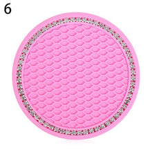 将图片加载到图库查看器，Universal Vehicle Bling Cup Holder Bling Glitter Acrylic Diamond Car Coaster PVC Travel Auto Cup Mats Insert Coaster Anti Slip Crystal Vehicle Bling Car Coasters Pink PVC Travel Auto Cup Holder Insert Coaster Anti Slip Crystal Vehicle Interior Accessories
