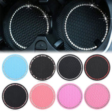将图片加载到图库查看器，Universal Vehicle Bling Cup Holder Bling Glitter Acrylic Diamond Car Coaster PVC Travel Auto Cup Mats Insert Coaster Anti Slip Crystal Vehicle Bling Car Coasters Pink PVC Travel Auto Cup Holder Insert Coaster Anti Slip Crystal Vehicle Interior Accessories
