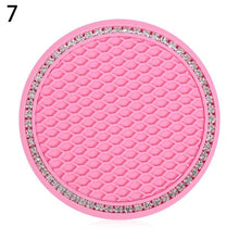 将图片加载到图库查看器，Universal Vehicle Bling Cup Holder Bling Glitter Acrylic Diamond Car Coaster PVC Travel Auto Cup Mats Insert Coaster Anti Slip Crystal Vehicle Bling Car Coasters Pink PVC Travel Auto Cup Holder Insert Coaster Anti Slip Crystal Vehicle Interior Accessories
