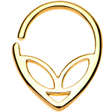 将图片加载到图库查看器，16G 3/8 Gold Tone UFO Alien Septum Ring
