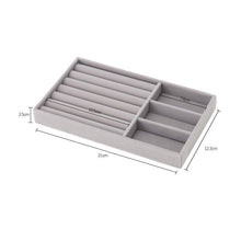 Load image into Gallery viewer, Upgrade Velvet Jewelry Storage Box Necklace Stackable Display Tray Bracelet Earring Organizers Handicrafts Drawer Box Grey Stackable Jewelry Inserts Compartments Velvet Display Storage Box for Necklace
