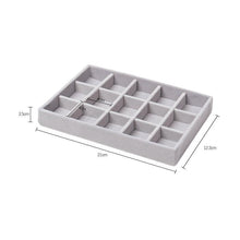 Load image into Gallery viewer, Upgrade Velvet Jewelry Storage Box Necklace Stackable Display Tray Bracelet Earring Organizers Handicrafts Drawer Box Grey Stackable Jewelry Inserts Compartments Velvet Display Storage Box for Necklace
