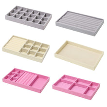 Load image into Gallery viewer, Upgrade Velvet Jewelry Storage Box Necklace Stackable Display Tray Bracelet Earring Organizers Handicrafts Drawer Box Grey Stackable Jewelry Inserts Compartments Velvet Display Storage Box for Necklace
