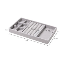 Load image into Gallery viewer, Upgrade Velvet Jewelry Storage Box Necklace Stackable Display Tray Bracelet Earring Organizers Handicrafts Drawer Box Grey Stackable Jewelry Inserts Compartments Velvet Display Storage Box for Necklace
