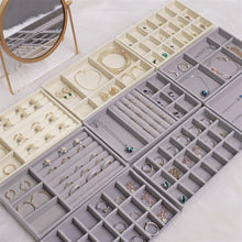 Load image into Gallery viewer, Upgrade Velvet Jewelry Storage Box Necklace Stackable Display Tray Bracelet Earring Organizers Handicrafts Drawer Box Grey Stackable Jewelry Inserts Compartments Velvet Display Storage Box for Necklace
