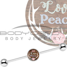 Load image into Gallery viewer, 14G Joy Love Peace Antlers Industrial Barbell 37mm
