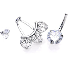 将图片加载到图库查看器，Clear Gem Enchanted Hearts Dangle Belly Ring
