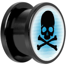 Load image into Gallery viewer, Blue Black Skull Black Anodized Screw Fit Plug Set 9/16
