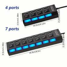将图片加载到图库查看器，USB 2.0 Adapter Hub Power On/ Off Switch For PC Laptop Computer

