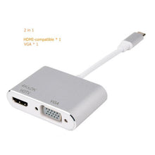 将图片加载到图库查看器，USB C to HDMI 4K VGA Adapter Compatible VGA USB C 3.0 Hub Adapter Charging Power PD Port Compatible For TV Laptop Projector
