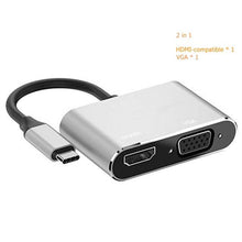 将图片加载到图库查看器，USB C to HDMI 4K VGA Adapter Compatible VGA USB C 3.0 Hub Adapter Charging Power PD Port Compatible For TV Laptop Projector
