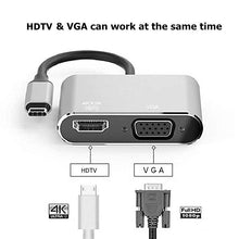 将图片加载到图库查看器，USB C to HDMI 4K VGA Adapter Compatible VGA USB C 3.0 Hub Adapter Charging Power PD Port Compatible For TV Laptop Projector
