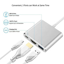 将图片加载到图库查看器，USB C to HDMI 4K VGA Adapter Compatible VGA USB C 3.0 Hub Adapter Charging Power PD Port Compatible For TV Laptop Projector
