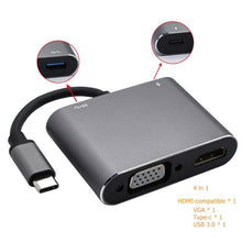将图片加载到图库查看器，USB C to HDMI 4K VGA Adapter Compatible VGA USB C 3.0 Hub Adapter Charging Power PD Port Compatible For TV Laptop Projector
