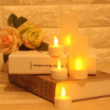 Load image into Gallery viewer, USB Charge One Piece Yellow Light LED Rechargeable Flameless Tea Light Candle With USB Flameless Flickering Candles Tea lights  Decoration Parties Weddings Family Dinner Outdoor Picnic Chargeable LED Battery Candles
