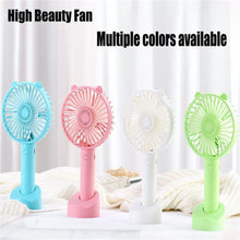 Load image into Gallery viewer, USB Mini Handheld Fan Cooler Portable Small Charging Fan Mini Silent Charging Desk Dormitory Office Student Gifts Long Personal Small Desk Fan with Base, Lightweight Rechargeable USB Handheld Fan
