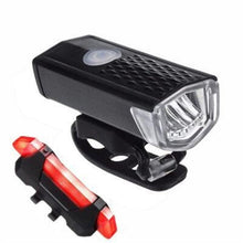 Load image into Gallery viewer, USB Rechargeable  3 Mode Bicycle Front Light Lamp Bike Headlight Cycling LED Powerful Bicycle Front Headlight Waterproof Bike Headlight End Tail Light Set 300 Lumen
