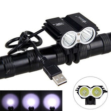 将图片加载到图库查看器，USB Waterproof Bike Light LED Front Bicycle Headlight Dual Lamps Super Bright LED Cycling Bike Light Front Headlight 4 Modes Bikelight Headlamp Rechargeable USB Led Lamp 8000LM
