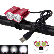 将图片加载到图库查看器，USB Waterproof Bike Light LED Front Bicycle Headlight Dual Lamps Super Bright LED Cycling Bike Light Front Headlight 4 Modes Bikelight Headlamp Rechargeable USB Led Lamp 8000LM
