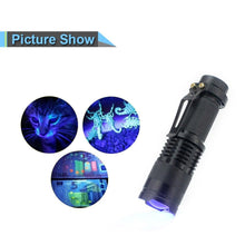 Load image into Gallery viewer, UV 365nm light wood's lamp Rechargeable Portable Mini Handheld Fluorescent Agent  Purple Light USB Ultraviolet Flashlight Detection Flashlight For Dog Urine Pet Stains 370nm
