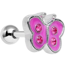 Load image into Gallery viewer, 14G 1/4 Pink Cutiepie Butterfly Tragus Cartilage Earring
