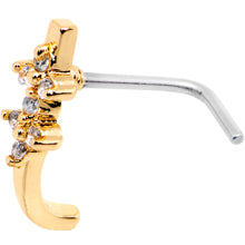 Load image into Gallery viewer, 20G Clear CZ Gold Tone Bling Faux Hoop L Shaped Nose Ring
