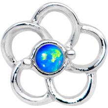 将图片加载到图库查看器，1/4 Blue Faux Opal Internally Threaded Hollow Flower Labret Monroe

