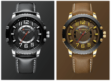 Load image into Gallery viewer, Men's Waterproof  Sport Watch With Leather  Belts  And Large Numbers Details Unique Design Perfect Gift
