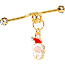 Load image into Gallery viewer, Gold Tone Anodized Jolly Santa Dangle Industrial Barbell 40mm
