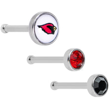 Load image into Gallery viewer, 20G Licensed NFL Arizona Cardinals Logo Nose Bone 3 Pack Set
