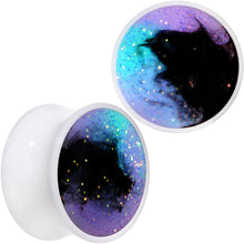 Load image into Gallery viewer, Deep Space Galaxy White Acrylic Saddle Plug Set Available Sizes 0G to 20mm
