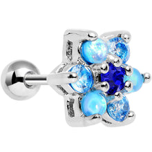 Load image into Gallery viewer, 16G 1/4 Blue Faux Opal Blue Gem Flower Tragus Cartilage Earring

