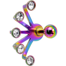 Load image into Gallery viewer, 16G 1/4 Clear Rainbow Anodized Glam Fan Cuff Cartilage Earring
