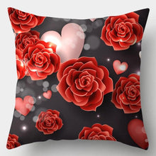 Load image into Gallery viewer, Valentines Day Red Heart And Flowers Pillow Cover Decorative Cushion Case Home Decor Sofa Couch Bedroom Car Flower Pillow Covers Love Pillow Covers Decorative Linen Square Throw Pillow Covers Couple Cushion Cases Home Decor for Sofa Bedroom Car  45x45cm
